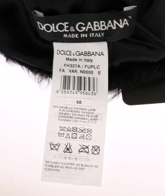 Dolce &amp; Gabbana Elegant Black Xiangao Fur Beanie Hat