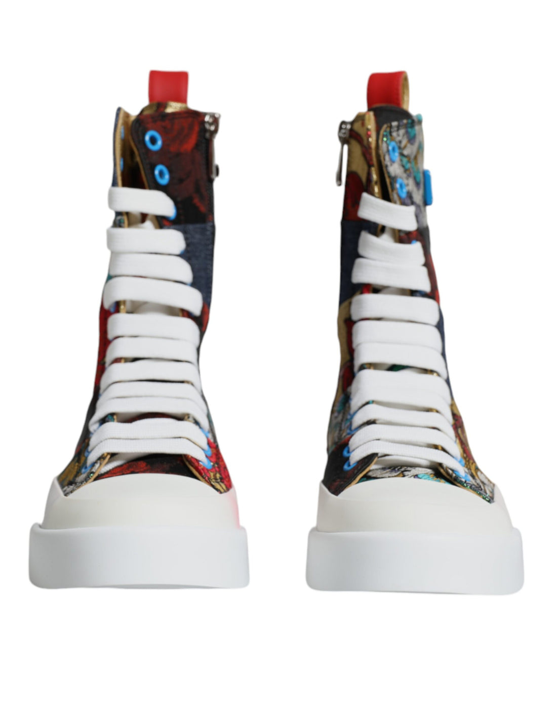 Dolce &amp; Gabbana Multicolor Patchwork Logo High Top Sneakers Shoes