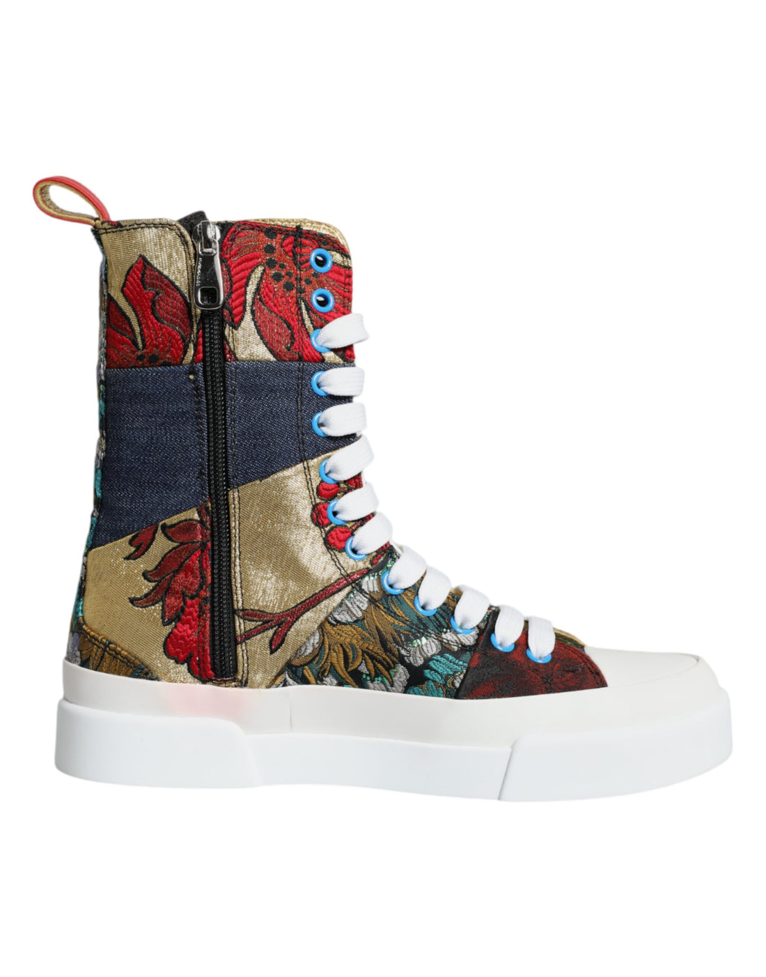 Dolce &amp; Gabbana Multicolor Patchwork Logo High Top Sneakers Shoes