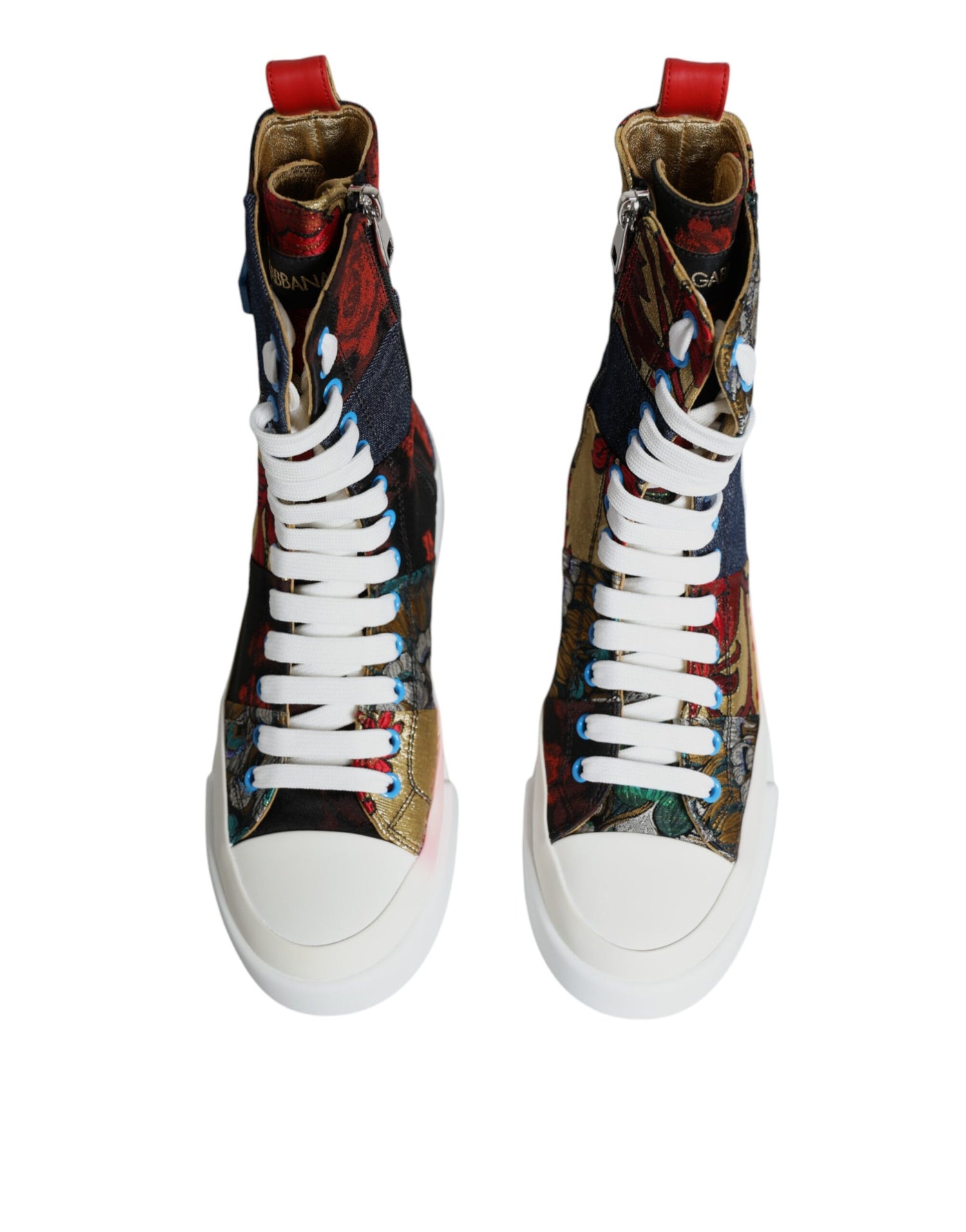 Dolce &amp; Gabbana Multicolor Patchwork Logo High Top Sneakers Shoes