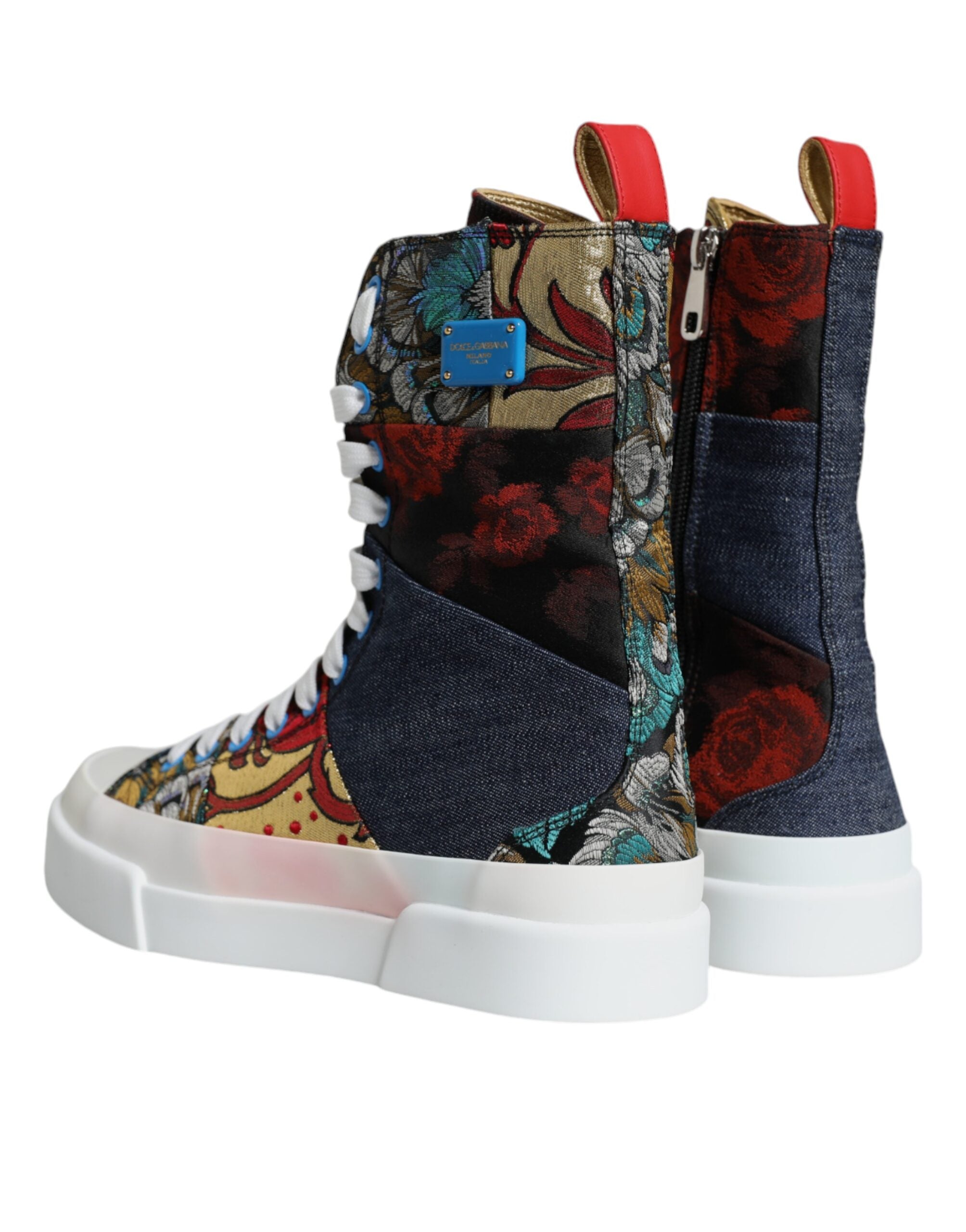 Dolce &amp; Gabbana Multicolor Patchwork Logo High Top Sneakers Shoes