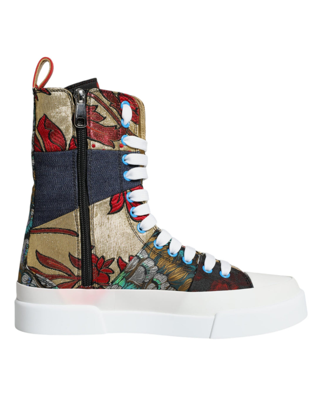 Dolce &amp; Gabbana Multicolor Patchwork Logo High Top Sneakers Shoes