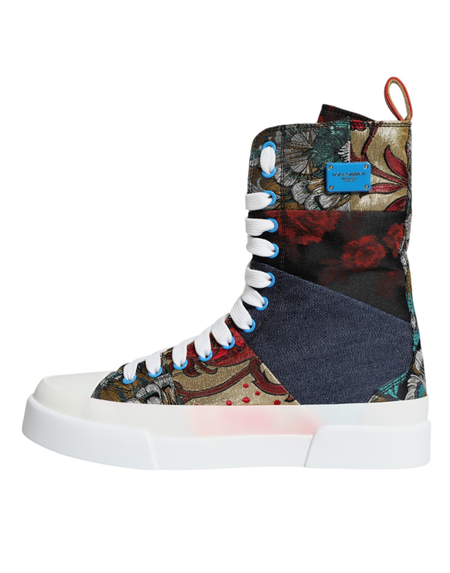 Dolce &amp; Gabbana Multicolor Patchwork Logo High Top Sneakers Shoes