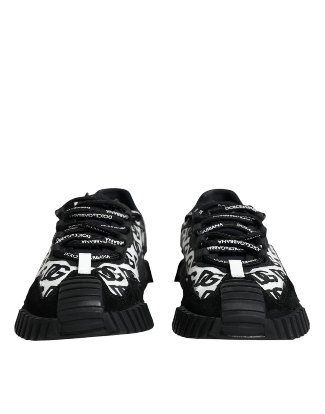 Dolce &amp; Gabbana Black Logo Lace Up Low Top NS1 Sneakers Shoes