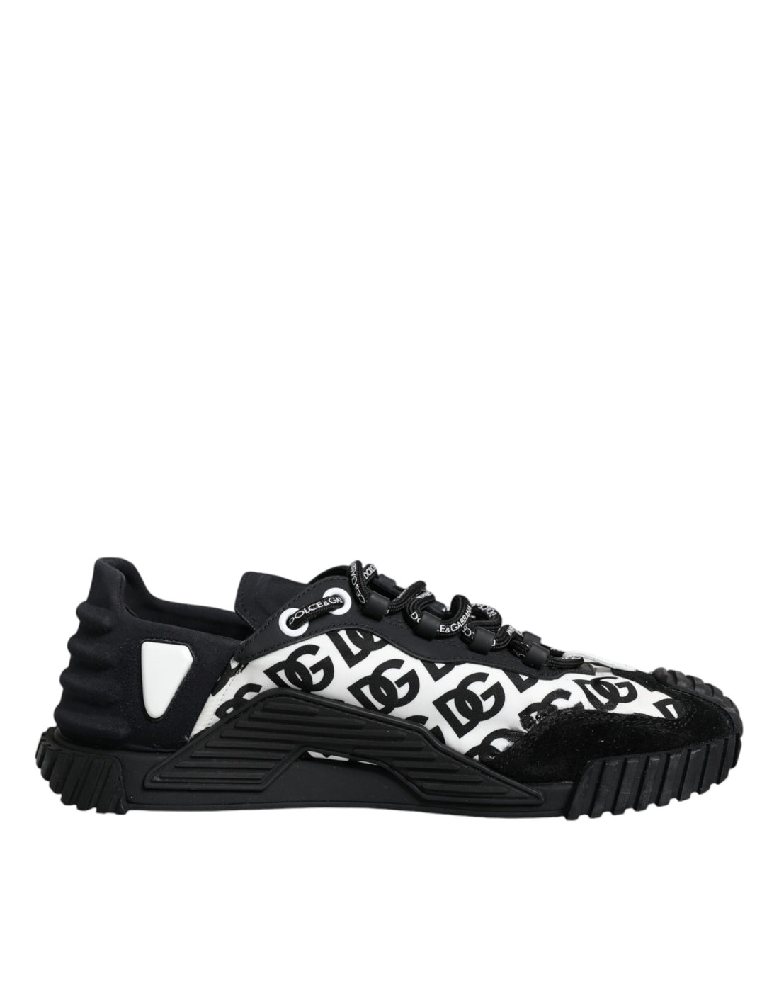 Dolce &amp; Gabbana Black Logo Lace Up Low Top NS1 Sneakers Shoes