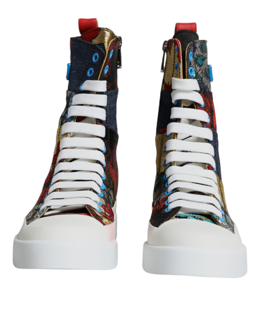 Dolce &amp; Gabbana Multicolor Patchwork Logo High Top Sneakers Shoes