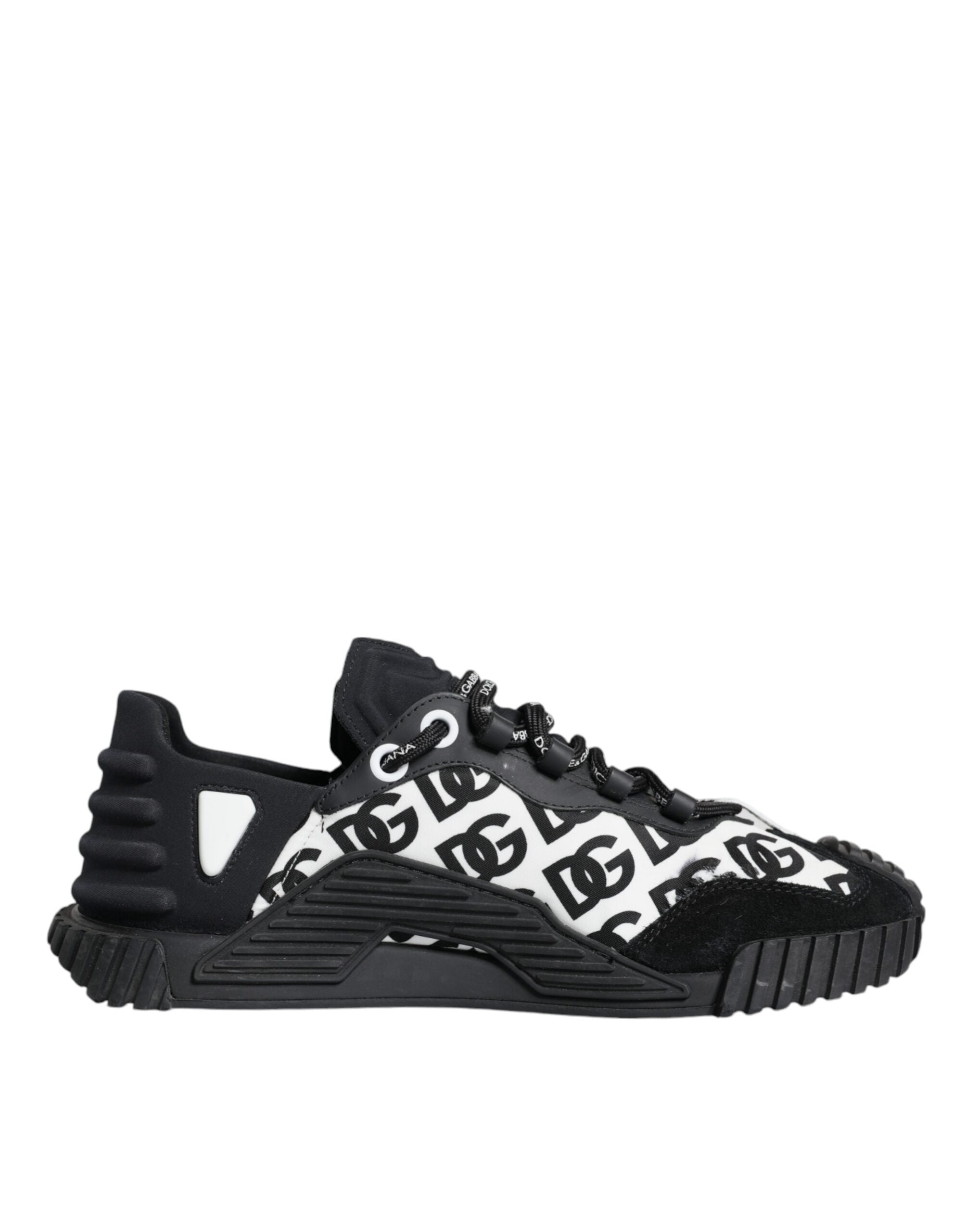 Dolce &amp; Gabbana Black Logo Lace Up Low Top NS1 Sneakers Shoes