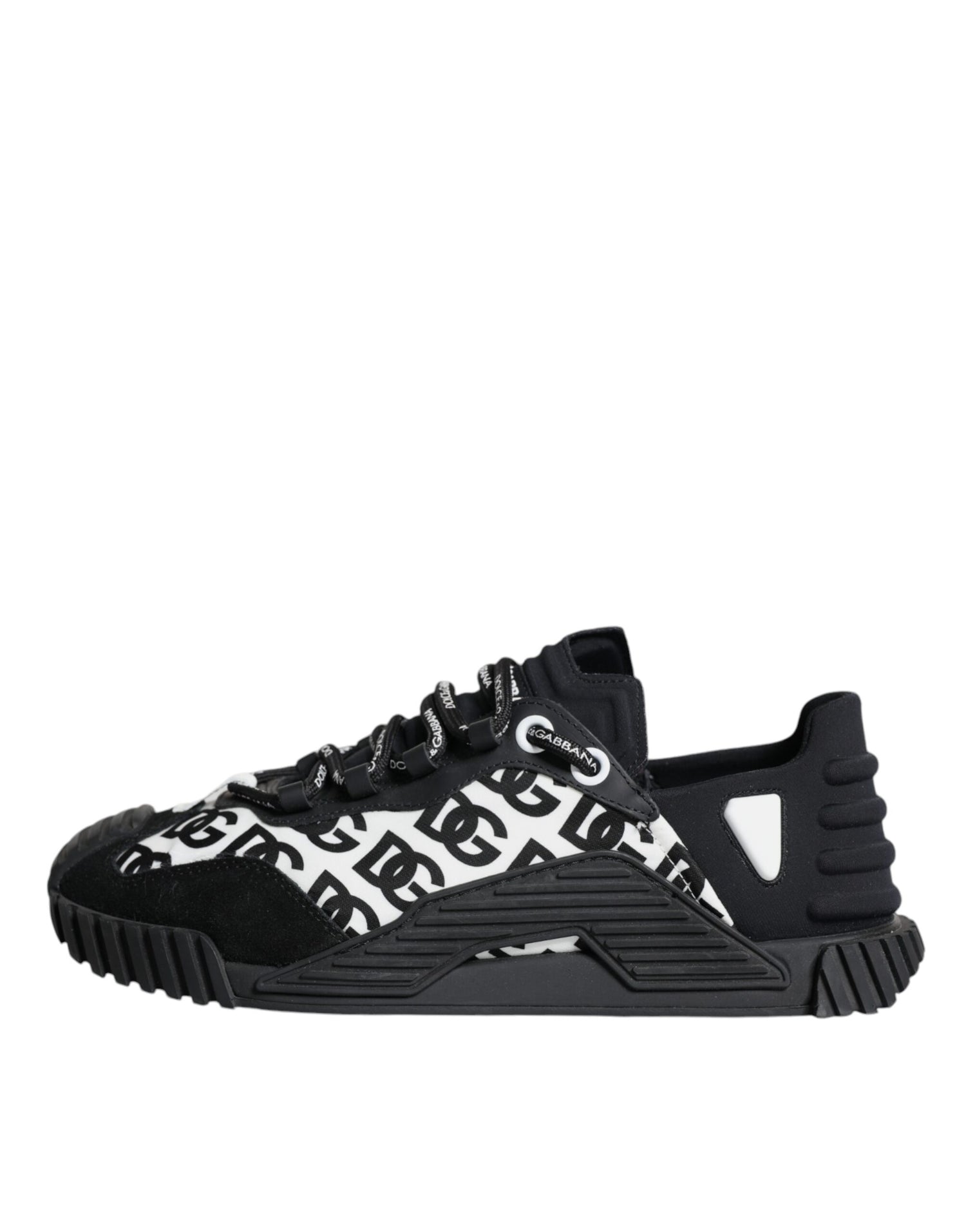 Dolce &amp; Gabbana Black Logo Lace Up Low Top NS1 Sneakers Shoes