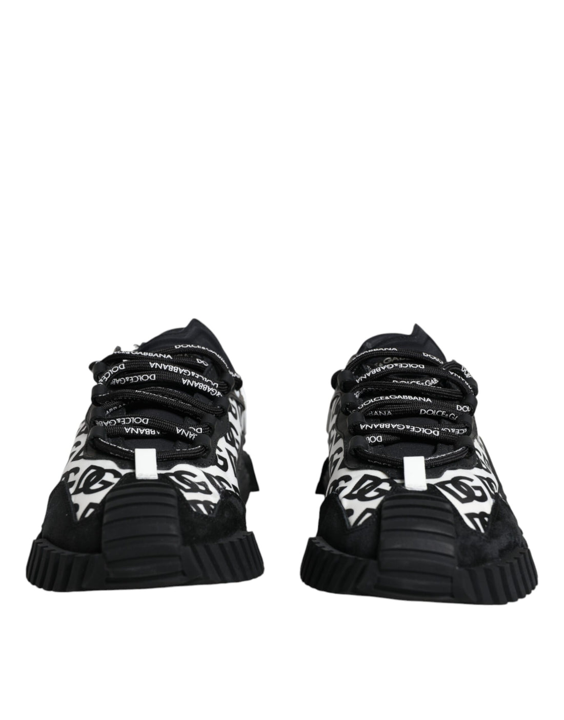 Dolce &amp; Gabbana Black Logo Lace Up Low Top NS1 Sneakers Shoes