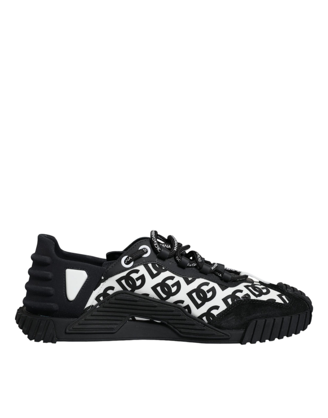 Dolce &amp; Gabbana Black Logo Lace Up Low Top NS1 Sneakers Shoes