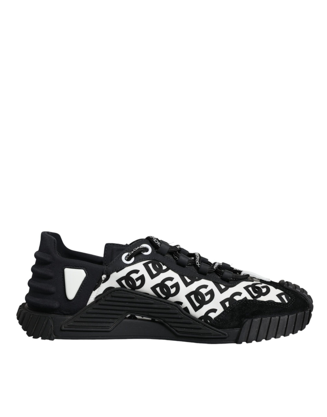 Dolce &amp; Gabbana Black Logo Lace Up Low Top NS1 Sneakers Shoes