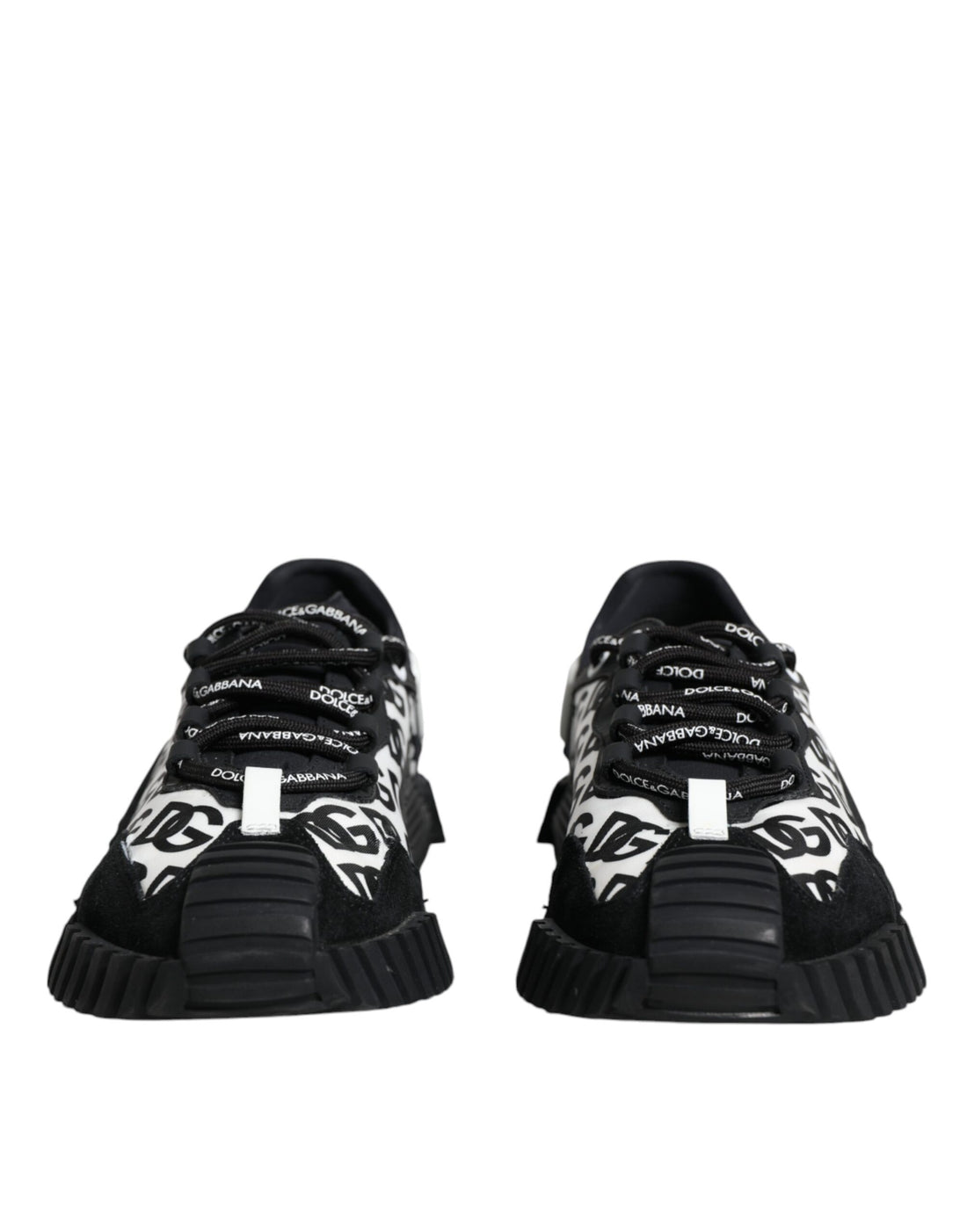 Dolce &amp; Gabbana Black Logo Lace Up Low Top NS1 Sneakers Shoes