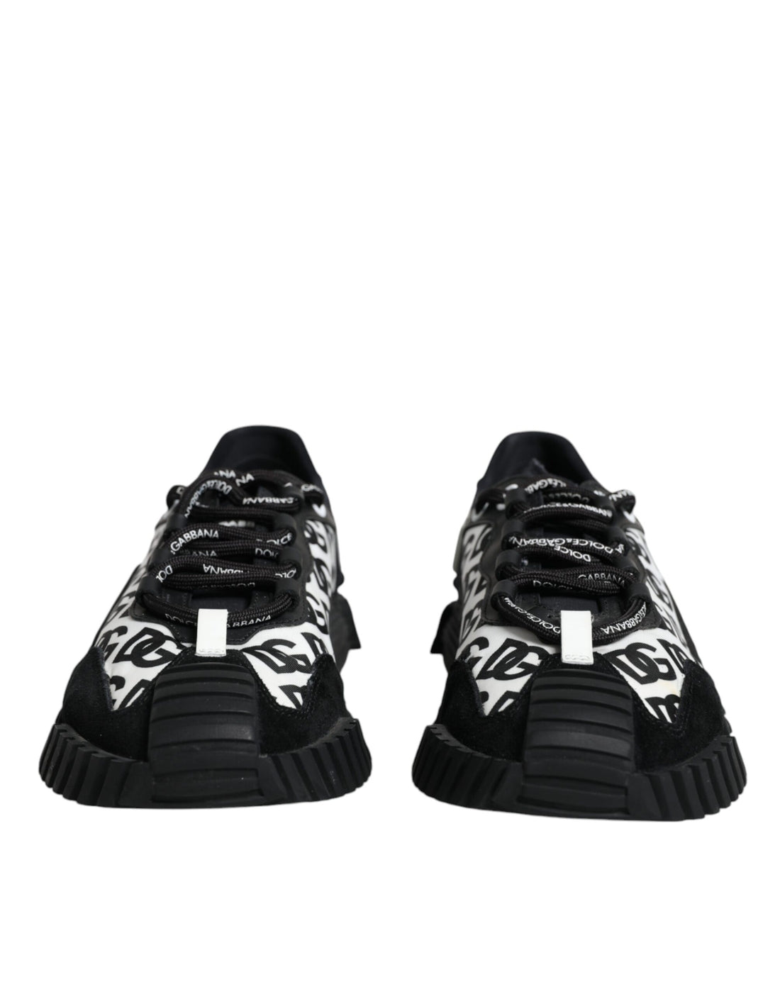 Dolce &amp; Gabbana Black Logo Lace Up Low Top NS1 Sneakers Shoes