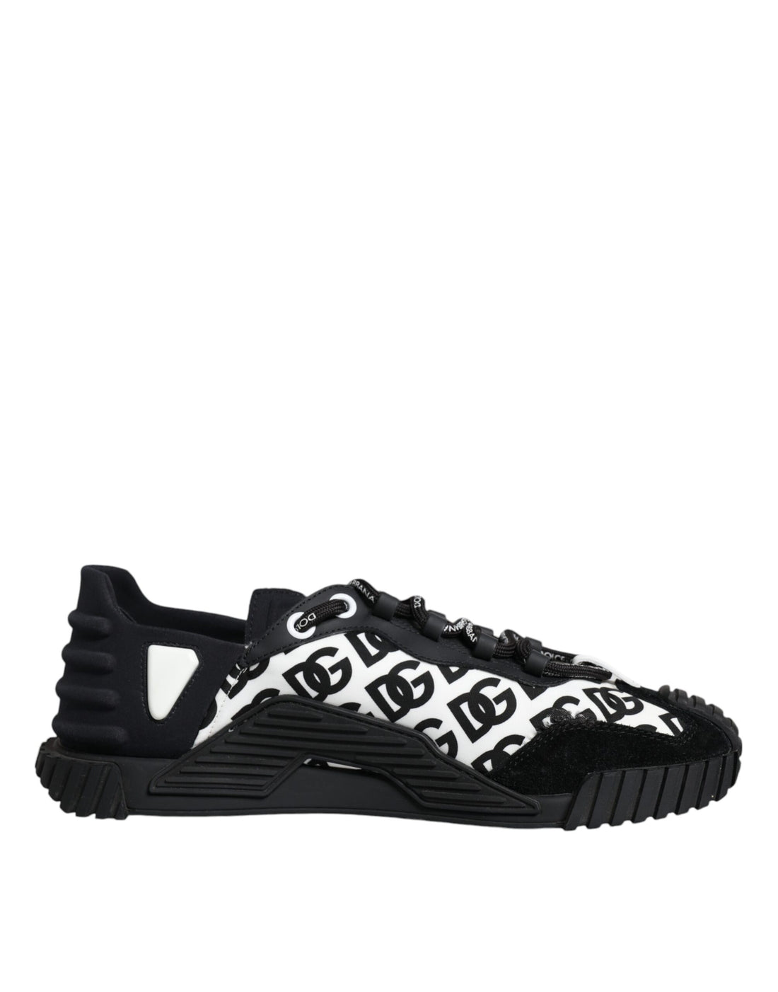 Dolce &amp; Gabbana Black Logo Lace Up Low Top NS1 Sneakers Shoes