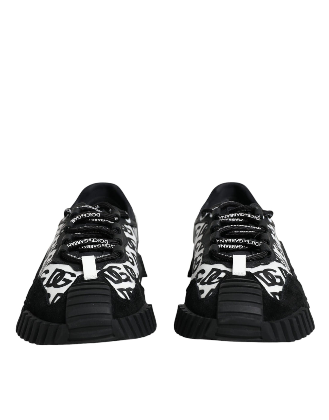 Dolce &amp; Gabbana Black Logo Lace Up Low Top NS1 Sneakers Shoes