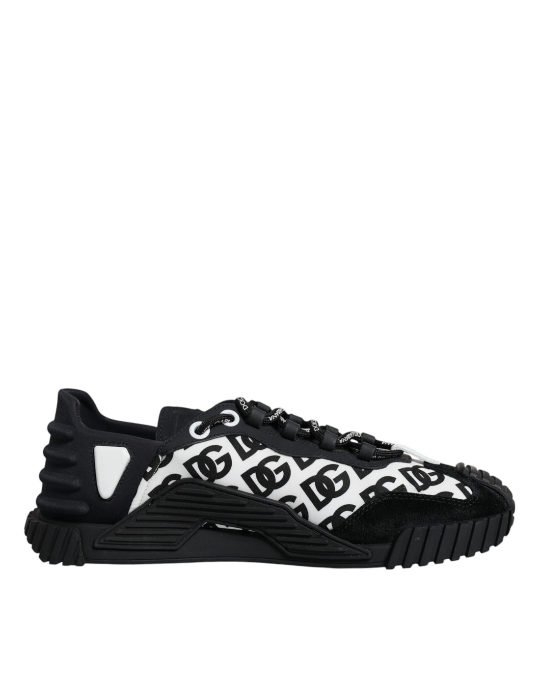 Dolce &amp; Gabbana Black Logo Lace Up Low Top NS1 Sneakers Shoes