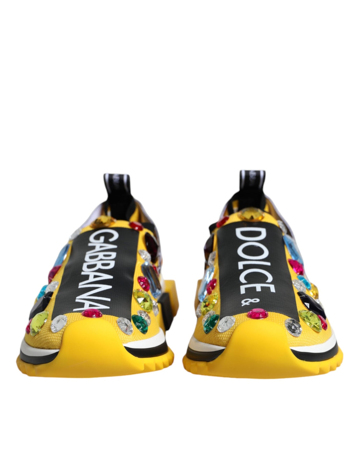 Dolce &amp; Gabbana Yellow Sorrento Crystals Low Top Sneakers Shoes