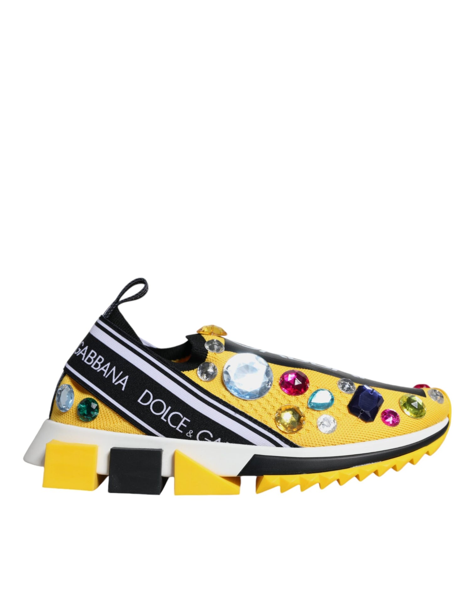 Dolce &amp; Gabbana Yellow Sorrento Crystals Low Top Sneakers Shoes