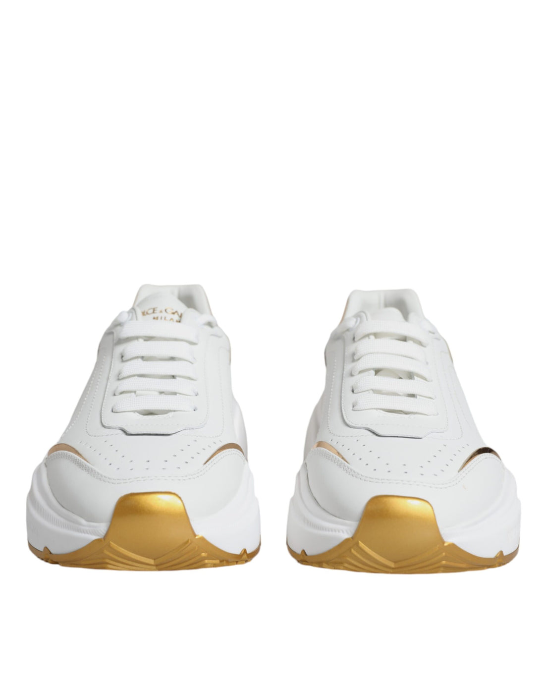 Dolce &amp; Gabbana Gold White Daymaster Low Top Sneakers Shoes