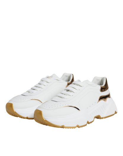 Dolce &amp; Gabbana Gold White Daymaster Low Top Sneakers Shoes