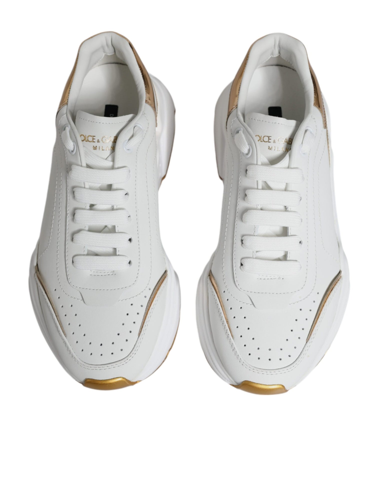 Dolce &amp; Gabbana Gold White Daymaster Low Top Sneakers Shoes