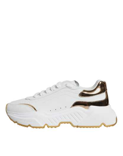 Dolce &amp; Gabbana Gold White Daymaster Low Top Sneakers Shoes