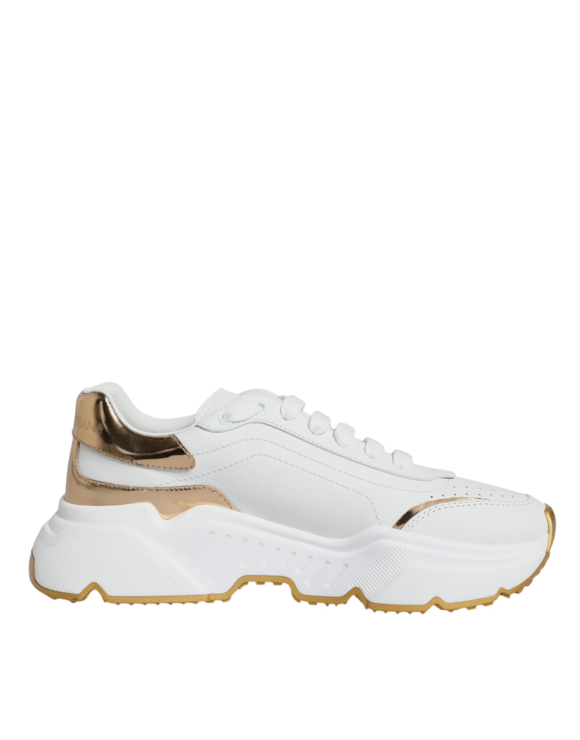 Dolce &amp; Gabbana Gold White Daymaster Low Top Sneakers Shoes