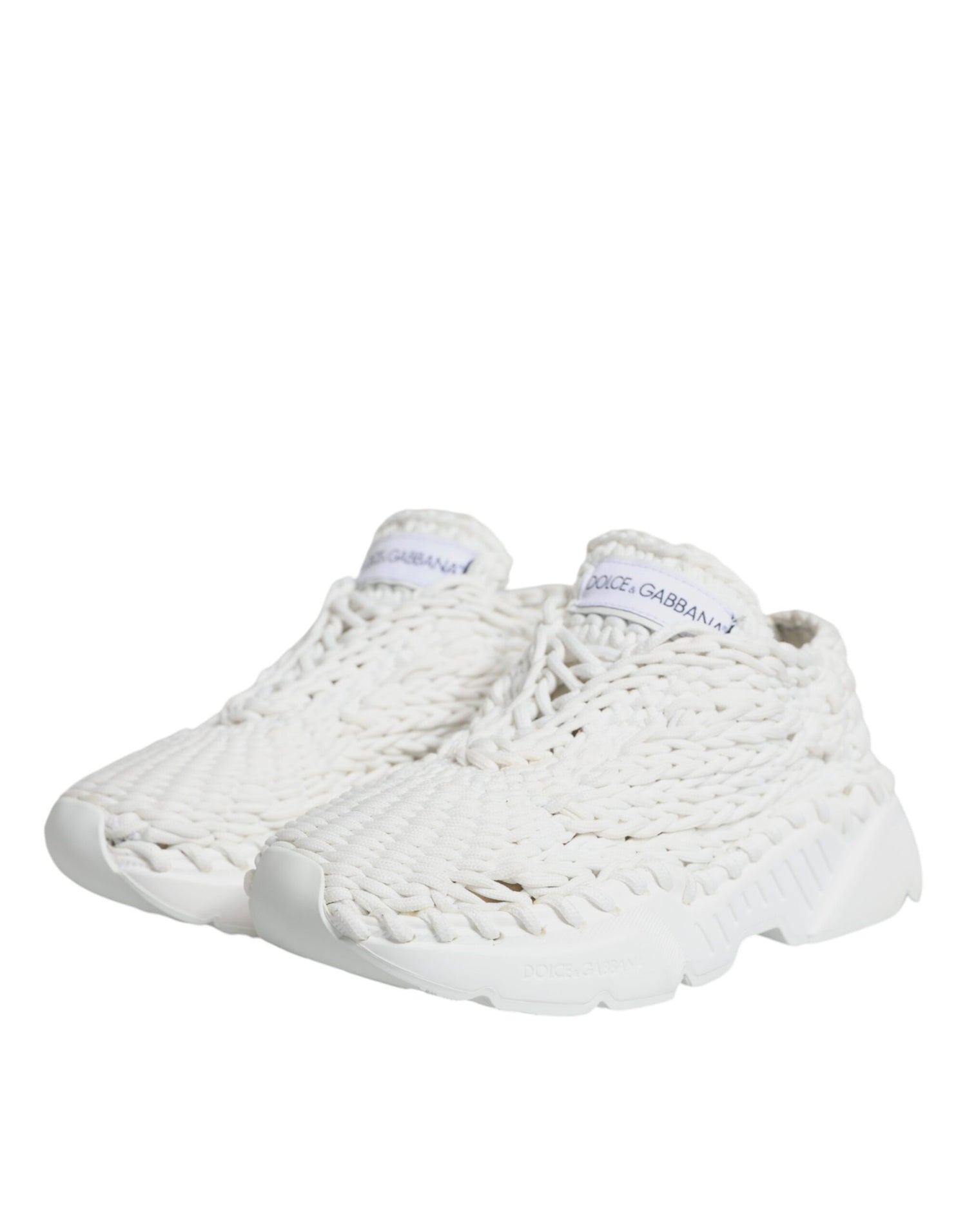 Dolce &amp; Gabbana White Knitted Daymaster Sneakers Shoes