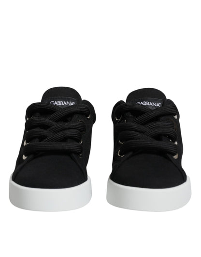 Dolce &amp; Gabbana Black White Portofino Low Top Sneakers Shoes