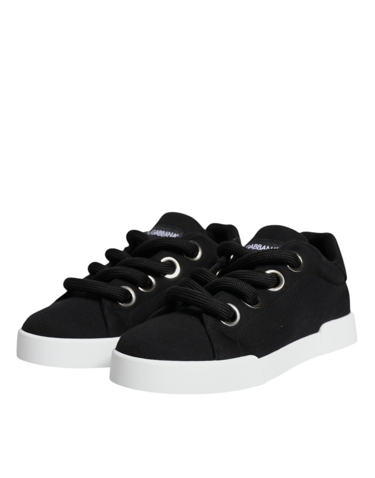 Dolce &amp; Gabbana Black White Portofino Low Top Sneakers Shoes