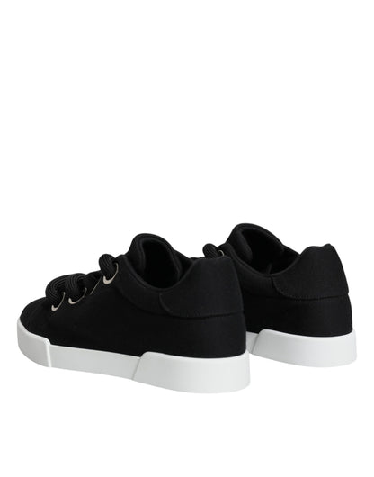 Dolce &amp; Gabbana Black White Portofino Low Top Sneakers Shoes