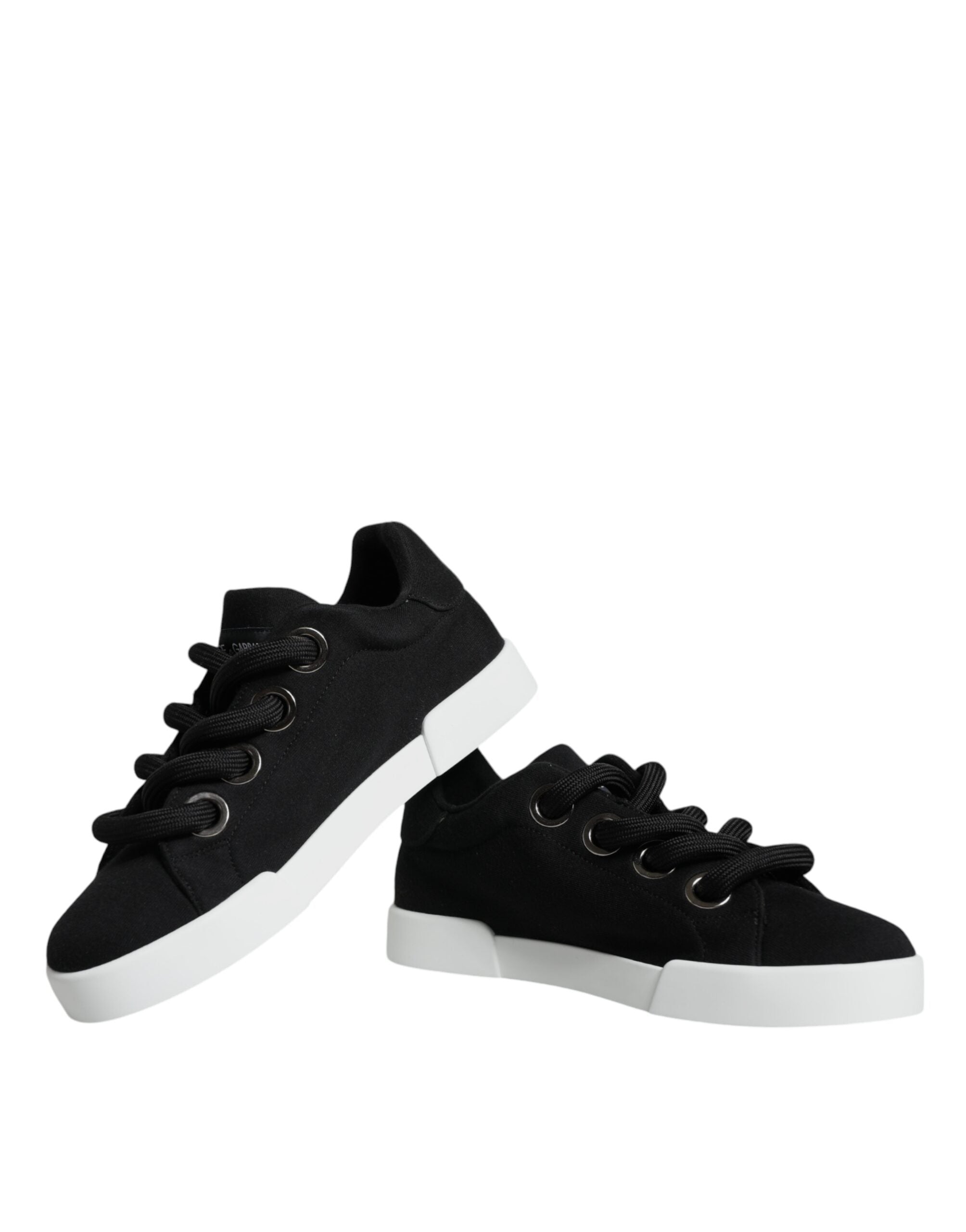 Dolce &amp; Gabbana Black White Portofino Low Top Sneakers Shoes