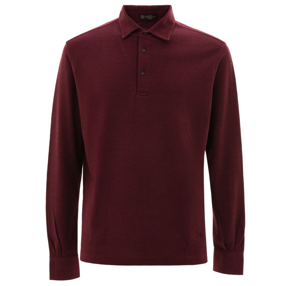 Corneliani Bordeaux Cotton Polo Shirt