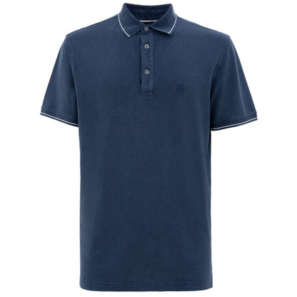 Corneliani Navy Blue Cotton Polo Shirt