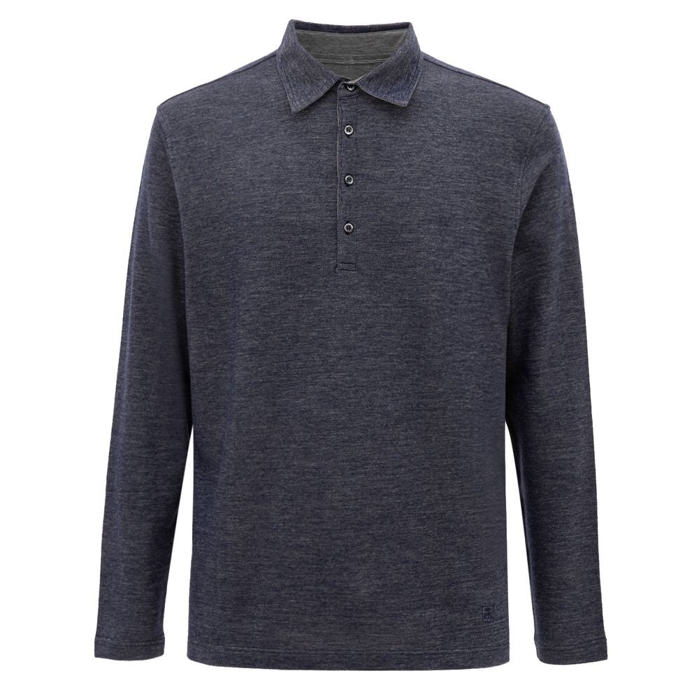 Corneliani Blue Wool Polo Shirt