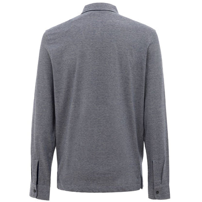 Corneliani Gray Cotton Polo Shirt