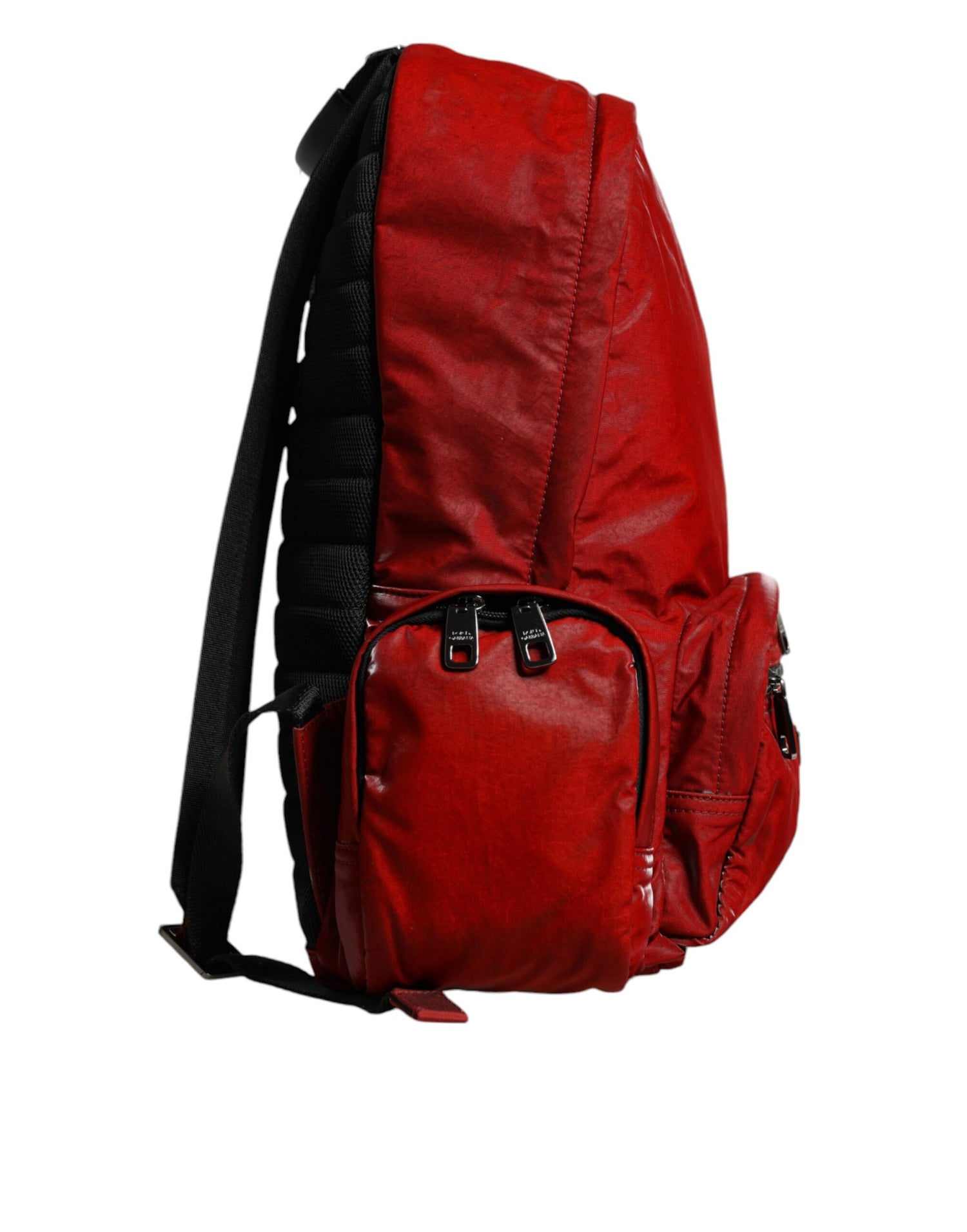 Dolce &amp; Gabbana Red Patent Leather Logo Plaque Backpack Bag