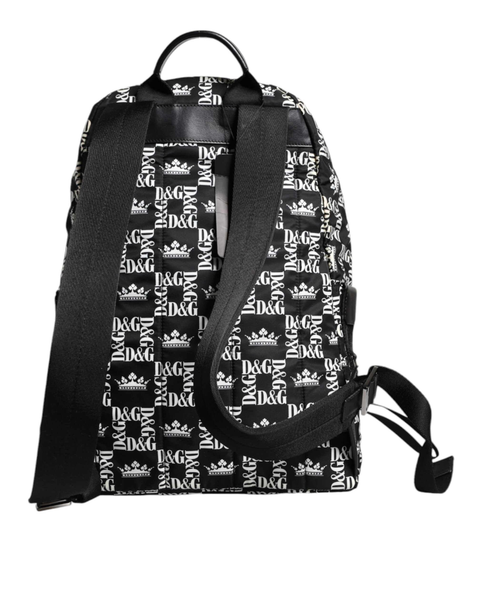 Dolce &amp; Gabbana Black White DG Crown Logo Nylon Backpack Bag