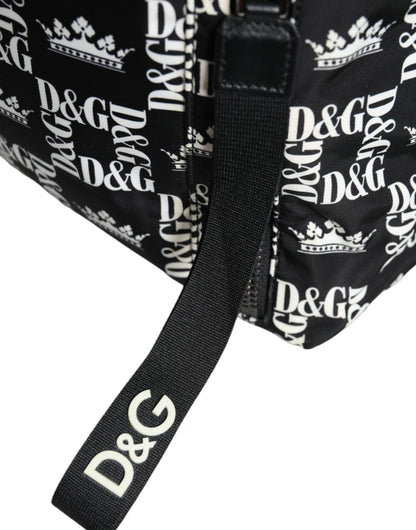 Dolce &amp; Gabbana Black White DG Crown Logo Nylon Backpack Bag