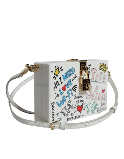 Dolce &amp; Gabbana White Graffiti Print Clutch Crossbody Bag