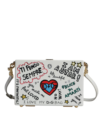 Dolce &amp; Gabbana White Graffiti Print Clutch Crossbody Bag