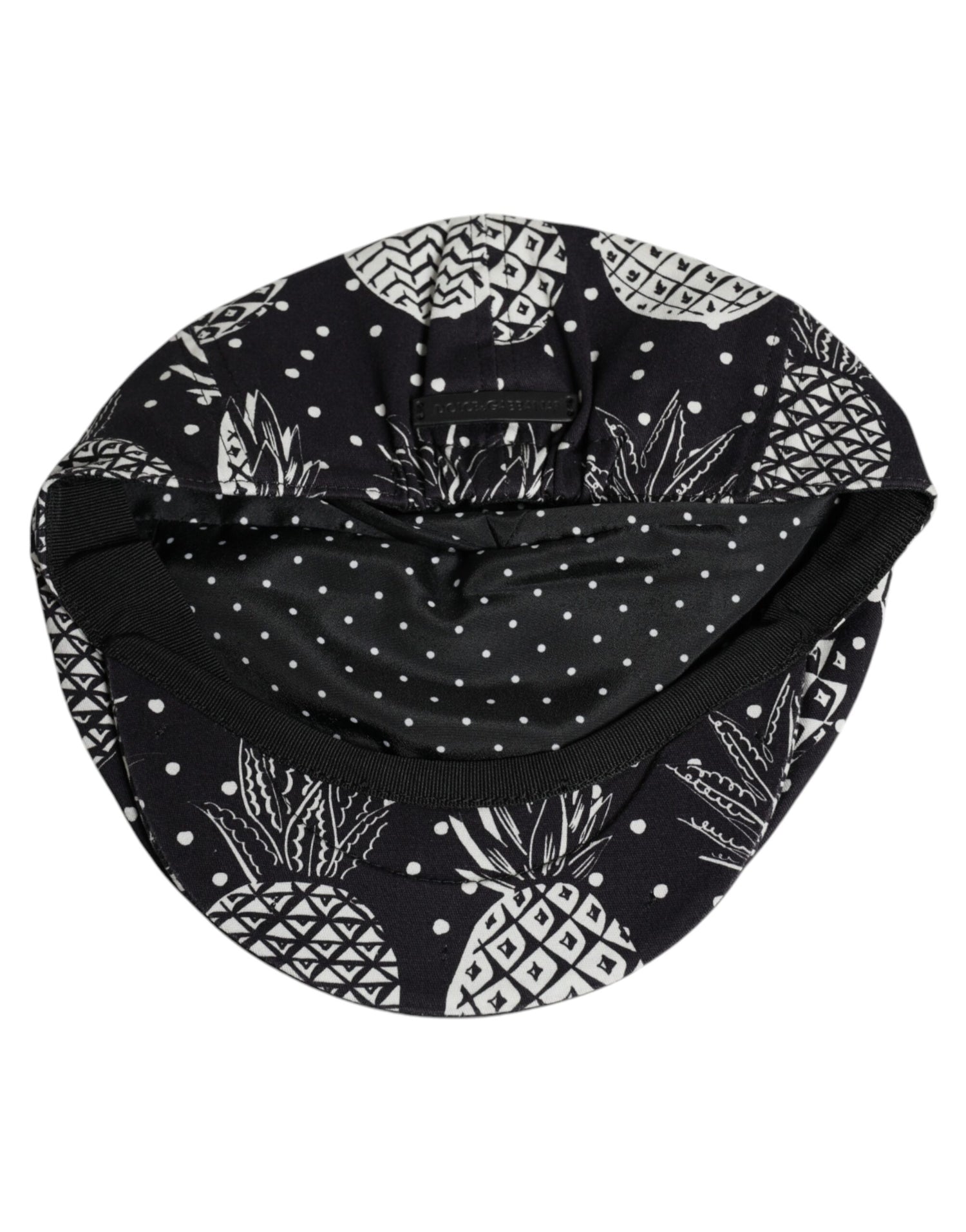 Dolce &amp; Gabbana Black White Pineapple Print Newsboy Cap Hat