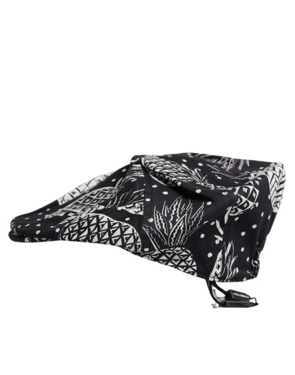 Dolce &amp; Gabbana Black White Pineapple Print Newsboy Cap Hat