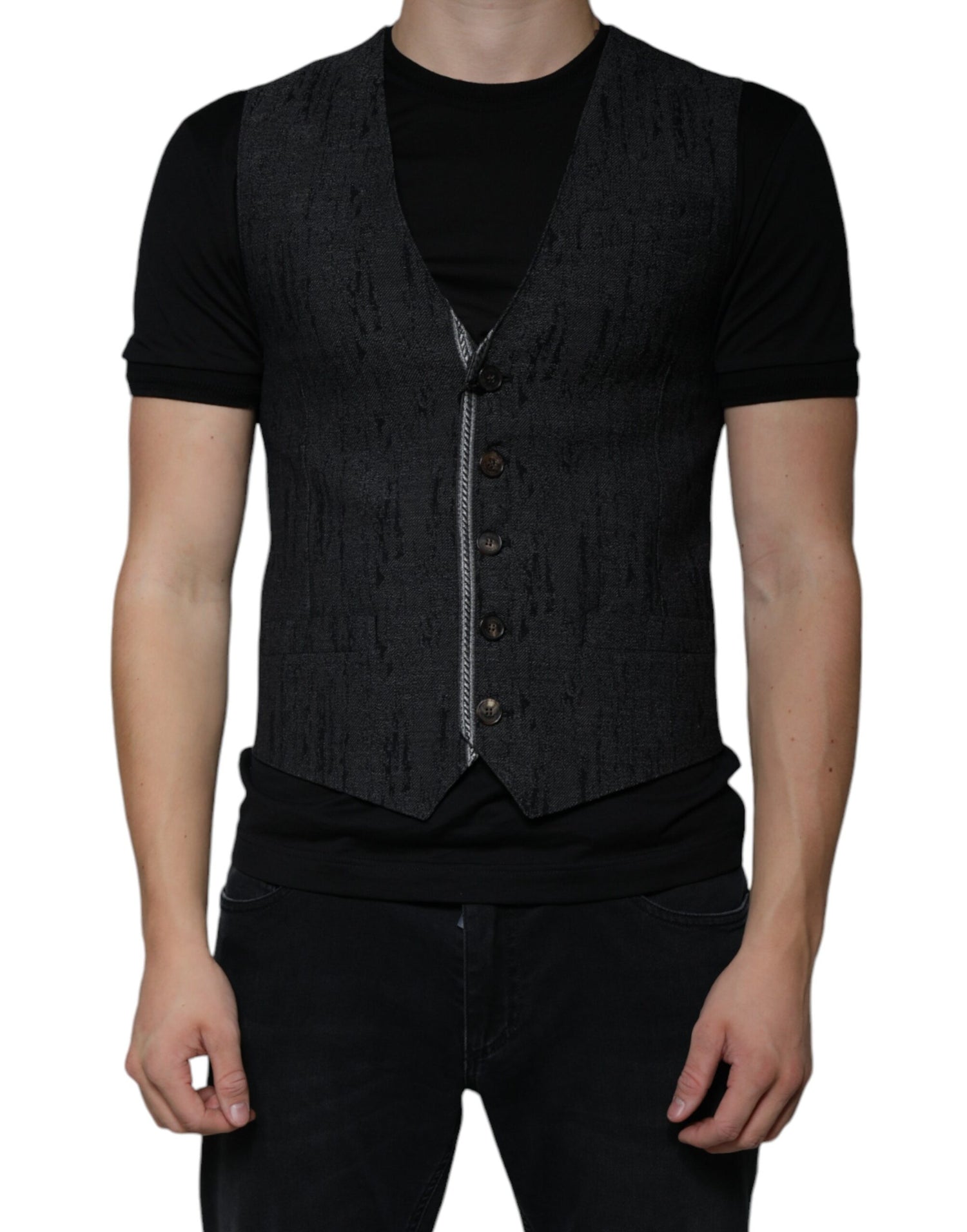 Dolce &amp; Gabbana Black Wool Sleeveless Dress Waistcoat Vest