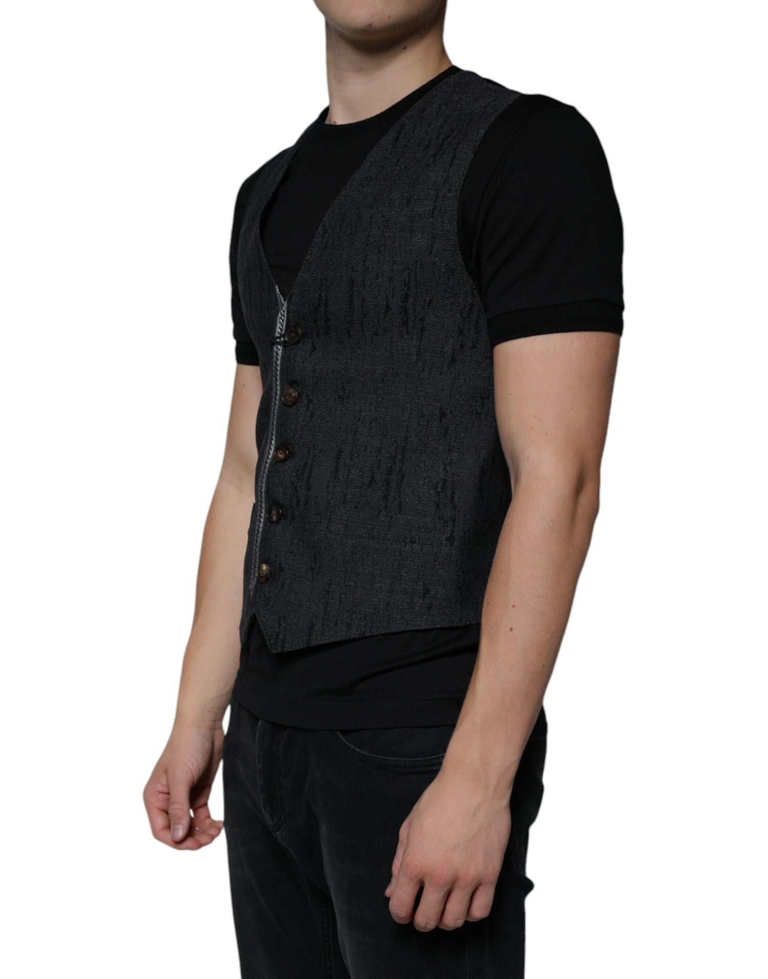 Dolce &amp; Gabbana Black Wool Sleeveless Dress Waistcoat Vest