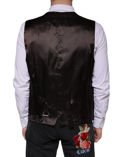 Dolce &amp; Gabbana Black Cotton Waistcoat Dress Formal Vest