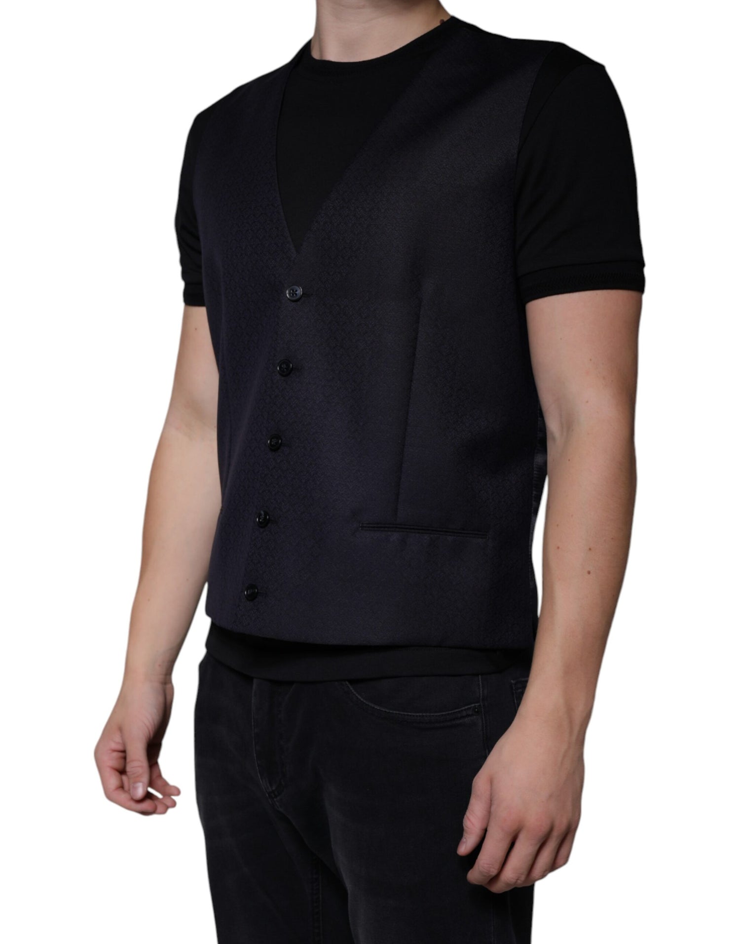 Dolce &amp; Gabbana Black Wool Waistcoat Dress Formal Vest