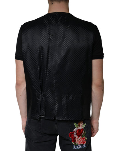 Dolce &amp; Gabbana Black Wool Waistcoat Dress Formal Vest