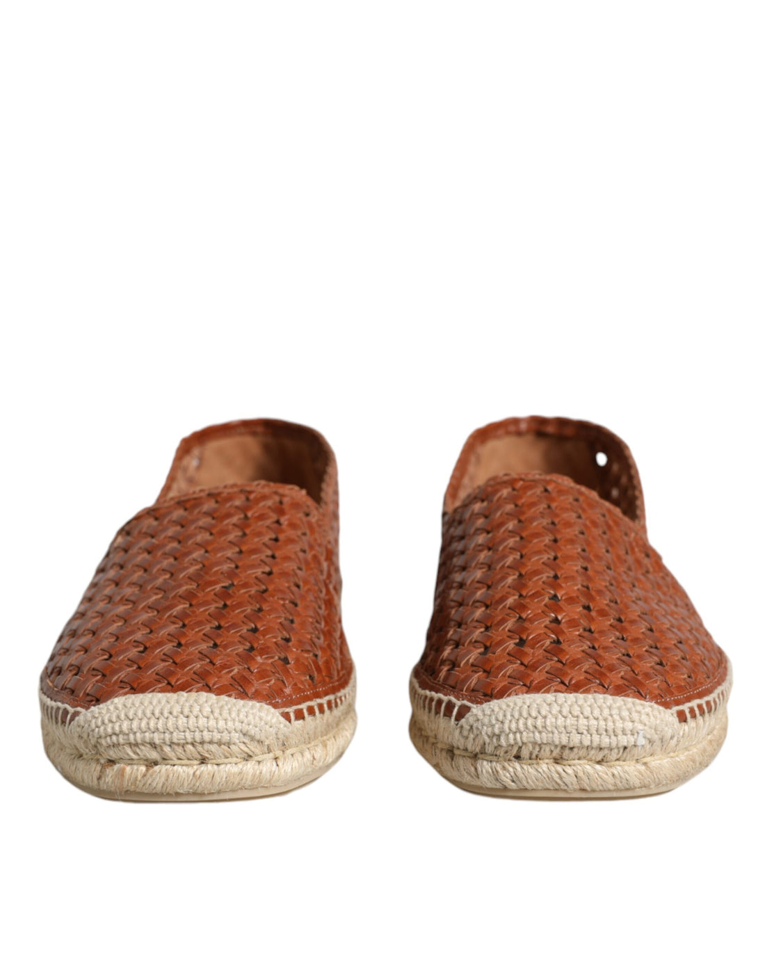 Dolce &amp; Gabbana Maroon Woven Leather Men Espadrille Shoes