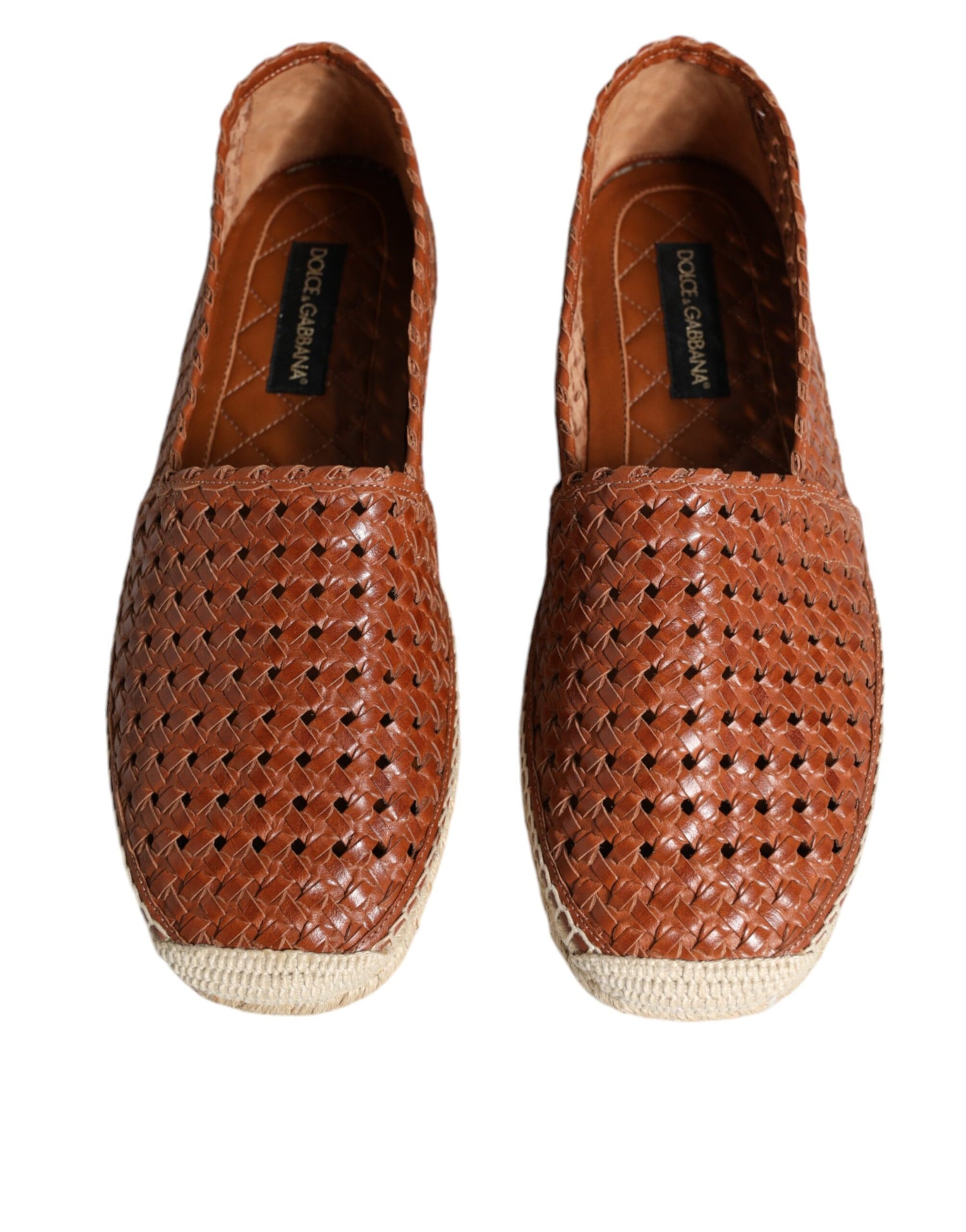 Dolce &amp; Gabbana Maroon Woven Leather Men Espadrille Shoes